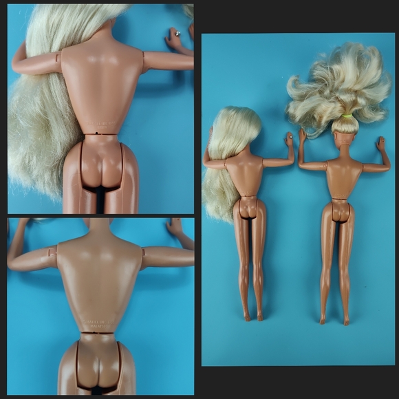 Mattel 90s 2 Superstar Barbie Dolls Bleach Blonde Hair Blue Purple Eyes +Outfits - Picture 12 of 12